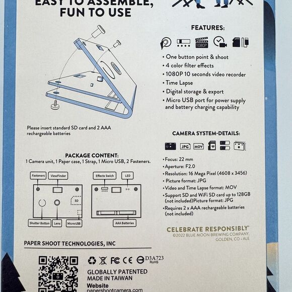Blue Moon x Paper Shoot Cardboard Digital Camera Blue Moon Holiday Prize 2002 - Picture 5 of 5